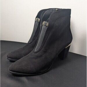 Paoletti Boots Black Suede Gold Chunky Heel Sz 43